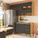 Ver imagem 1 de Armário de Cozinha Compacta 3 Peças 7 Portas sem Tampo com Vidro 100% MDF Itália Espresso Móveis