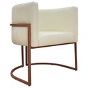 Ver imagem 1 de Poltrona Decorativa Recepção Luna Base de Ferro Bronze - Bege Corino
