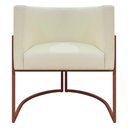 Ver imagem 4 de Poltrona Decorativa Recepção Luna Base de Ferro Bronze - Bege Corino