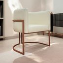 Ver imagem 2 de Poltrona Decorativa Recepção Luna Base de Ferro Bronze - Bege Corino