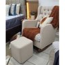 Kit Poltrona Amamentação Balanço e Puff Linho Quarto Bebê:cadeira Alta Linho Bege - 2