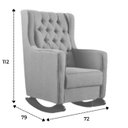 Ver imagem 6 de Kit Poltrona Amamentação Balanço e Puff Linho Quarto Bebê:cadeira Alta Linho Bege