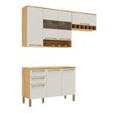 Ver imagem 3 de Armário de Cozinha Compacta Modulada 3 Peças 7 Portas com Tampo e Vidro 100% MDF Itália Espresso Móveis Bege/Amêndoa/Off White