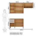 Ver imagem 4 de Armário de Cozinha Compacta Modulada 3 Peças 7 Portas com Tampo e Vidro 100% MDF Itália Espresso Móveis Bege/Amêndoa/Off White