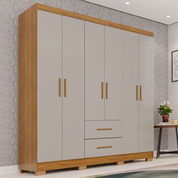 Guarda-roupa Casal 6 Portas 2 Gavetas Estrela Premium - 1