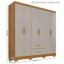 Ver imagem 3 de Guarda-Roupa Solteiro 6 Portas 2 Gavetas Cinamomo/Off-White Estrela Premium