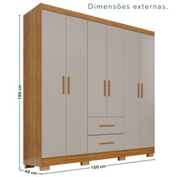 Guarda-roupa Casal 6 Portas 2 Gavetas Estrela Premium - 3