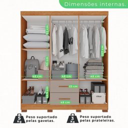 Guarda-roupa Casal 6 Portas 2 Gavetas Estrela Premium - 6