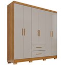 Ver imagem 2 de Guarda-Roupa Solteiro 6 Portas 2 Gavetas Cinamomo/Off-White Estrela Premium