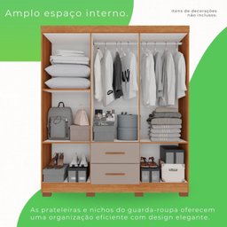Guarda-roupa Casal 6 Portas 2 Gavetas Estrela Premium - 2