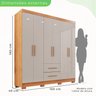 Guarda-roupa Casal 6 Portas 2 Gavetas Estrela Premium - 4