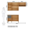 Ver imagem 4 de Armário de Cozinha Compacta Modulada 3 Peças 7 Portas com Tampo e Vidro 100% MDF Itália Espresso Móveis Cinza/Amêndoa/Chumbo
