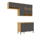 Ver imagem 2 de Cozinha Compacta 100% Mdf 3 Peças 7 Portas 2 Gavetas com Tampo e Vidro Itália Espresso Móveis