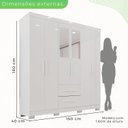 Ver imagem 4 de Guarda-roupa Casal com Espelho 6 Portas 2 Gavetas Estrela Premium