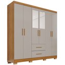 Ver imagem 2 de Guarda-Roupa Casal com Espelho 6 Portas 2 Gavetas Estrela Premium Off White/Cinamomo/Off-White