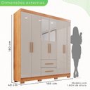 Ver imagem 4 de Guarda-roupa Casal com Espelho 6 Portas 2 Gavetas Estrela Premium