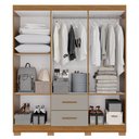 Ver imagem 4 de Guarda-Roupa Casal com Espelho 6 Portas 2 Gavetas Estrela Premium Off White/Cinamomo/Off-White