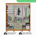 Ver imagem 5 de Guarda-roupa Casal com Espelho 6 Portas 2 Gavetas Estrela Premium