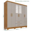 Ver imagem 3 de Guarda-Roupa Casal com Espelho 6 Portas 2 Gavetas Estrela Premium Off White/Cinamomo/Off-White
