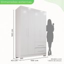 Ver imagem 5 de Guarda-roupa Solteiro 4 Portas 2 Gavetas Estrela Premium