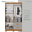Ver imagem 5 de Guarda-Roupa Solteiro 4 Portas 2 Gavetas Estrela Premium Off White/Cinamomo/Off-White