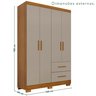 Guarda-roupa Solteiro 4 Portas 2 Gavetas Estrela Premium - 3