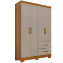 Ver imagem 2 de Guarda-Roupa Solteiro 4 Portas 2 Gavetas Estrela Premium Off White/Cinamomo/Off-White