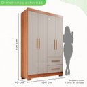 Ver imagem 5 de Guarda-roupa Solteiro 4 Portas 2 Gavetas Estrela Premium