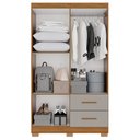 Ver imagem 4 de Guarda-Roupa Solteiro 4 Portas 2 Gavetas Estrela Premium Off White/Cinamomo/Off-White