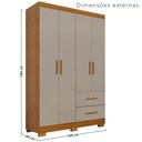 Ver imagem 3 de Guarda-Roupa Solteiro 4 Portas 2 Gavetas Estrela Premium Off White/Cinamomo/Off-White
