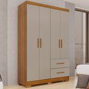 Ver imagem 1 de Guarda-Roupa Solteiro 4 Portas 2 Gavetas Estrela Premium Off White/Cinamomo/Off-White