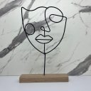 Ver imagem 3 de Escultura máscara rosto homem de metal com base de Mdf