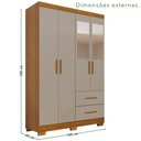 Ver imagem 3 de Guarda-Roupa Solteiro 4 Portas com Espelho 2 Gavetas Estrela Premium Off White/Cinamomo/Off-White