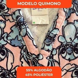 Roupão Aveludado Lepper Estampado Personagens Infantil Stitch G - 6