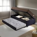 Ver imagem 3 de Bicama Box Baú Solteirão com Suede Preto 96x203 com Colchão Relax Adorabile Molas Ensacadas Ecoflex
