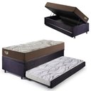 Ver imagem 1 de Bicama Box Baú Solteirão com Suede Preto 96x203 com Colchão Relax Adorabile Molas Ensacadas Ecoflex