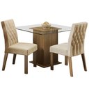 Ver imagem 2 de Conjunto Sala de Jantar Madesa Cassia Mesa Tampo de Vidro com 2 Cadeiras - Rustic/imperial
