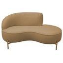 Ver imagem 3 de Sofá Curvo 2 Lugares 150cm Braço Dir. Thommy Pés Ouro Bouclé Camel - Nexta Casa