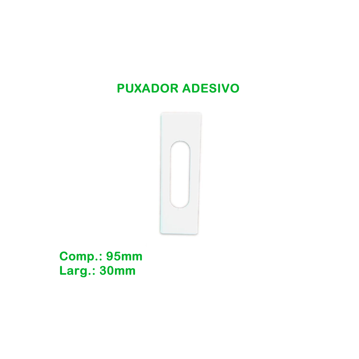 Puxador retangular adesivo para armários, box, portas e janelas de correr Branco - 2 unidades - 3