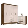 Conjunto Guarda Roupa e Cômoda Svalbard Castanho Wood Baunilha - 1