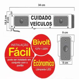 Sinalizador de veicular Garagem Entrada e Saída de Veículos Led Bivolt LED12 - 4