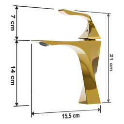 Torneira de Banheiro Lavabo Luxo Paris Monocomando 100% Metal Premium Dourada Goldenx - 6