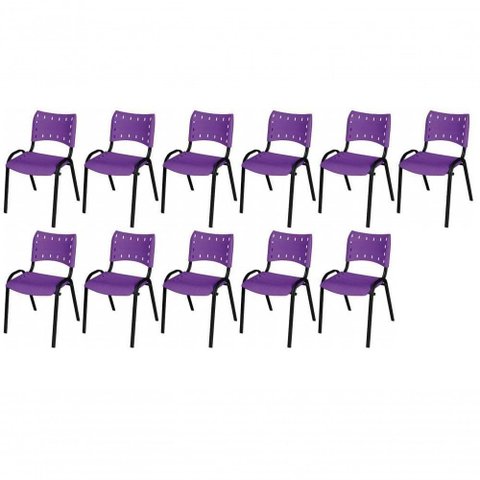 Cadeira Iso Base Preto , Escritório Violeta Kit 11 Un