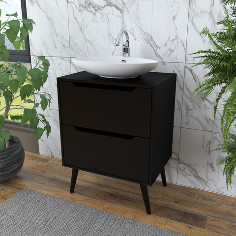 Gabinete para Banheiro 60cm com 2 Gavetas Bn3639 Preto Tecnomobili