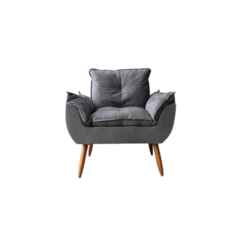Poltronas Decorativas Opala Pés Palito Sala, Quarto Cinza