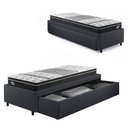 Ver imagem 1 de Base Box Cama Solteiro Sapateira Linho Cinza e Colchão Gransleep Ecoflex 88x188