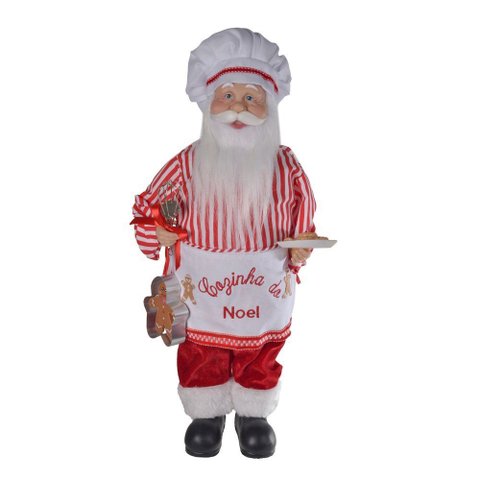 Papai Noel Natal Cozinheiro Vermelho e Branco 45cm
