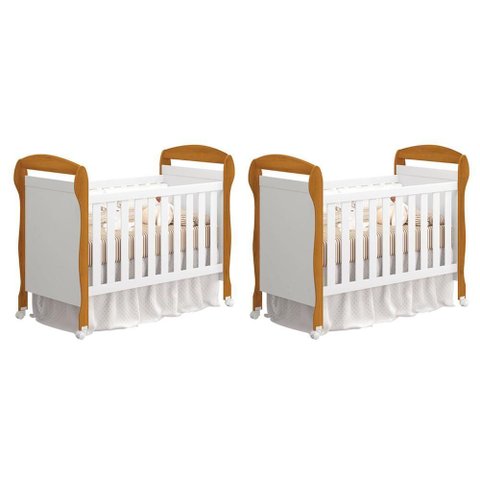 Kit Gêmeos Berço Mini Cama Danny Branco/savana - Reller Móveis