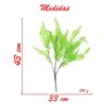 Kit 4 Ramos Decoração Arranjo Samambaia Planta Artificial Plástico Verde 5 Galhos Cada 43cm - 2