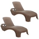 Ver imagem 1 de Kit 2 Espreguiçadeiras Dubai Premium de Fibra Sintetica Reclinavel para Praia e Piscina Cor Marrom